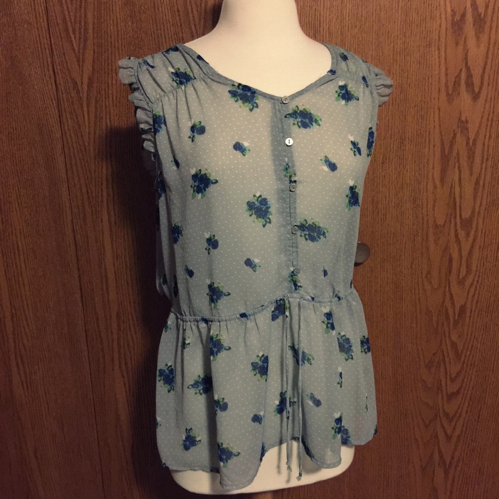 Mossimo Floral Tank with Ruffle Sleeves